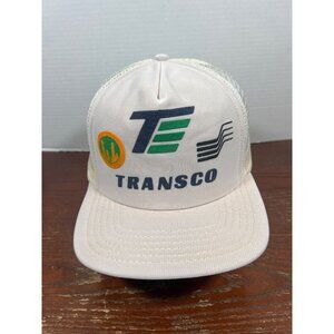Vintage Transco Mesh Trucker Hat White Adjustable Snapback Hat X3